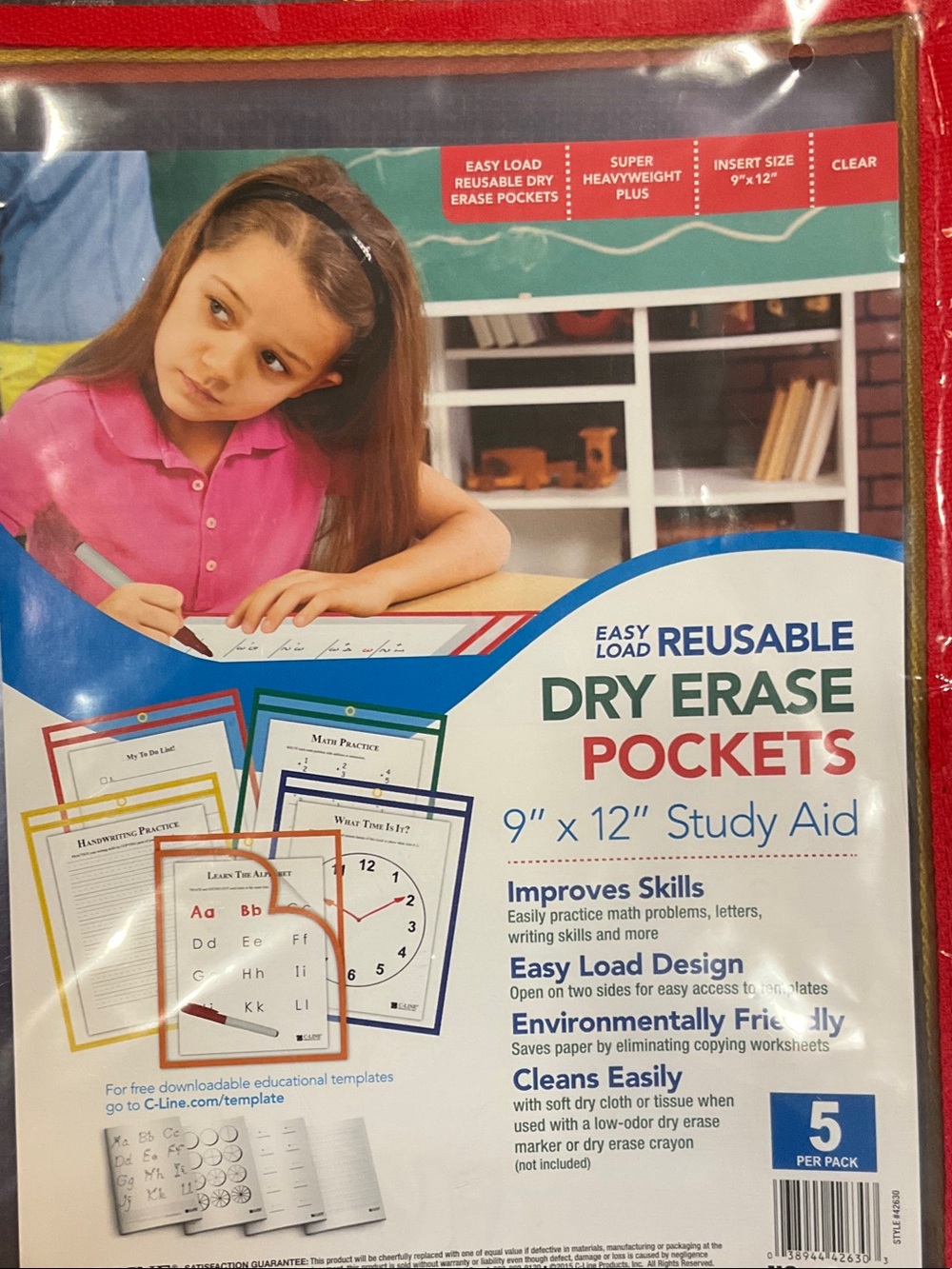 Reusable Dry Erase Pockets 9" x 12" - NWT